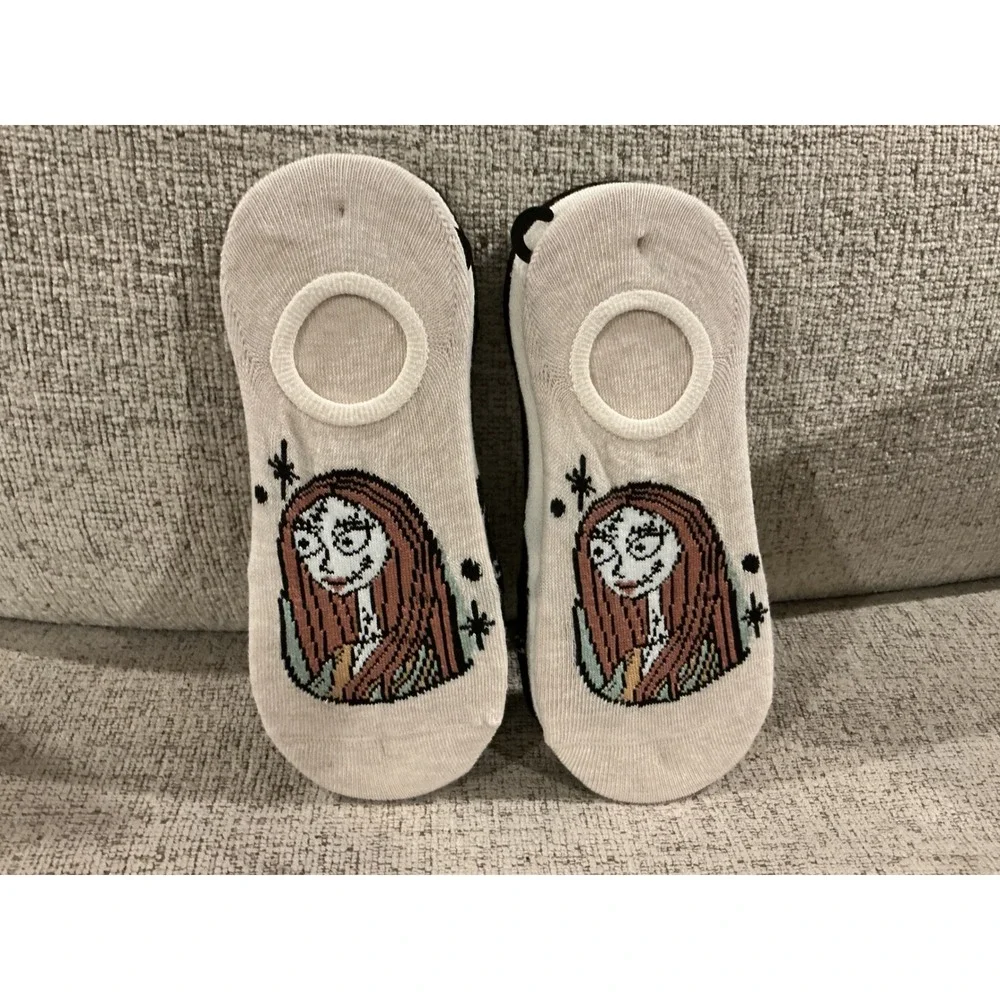 Disney Nightmare Before Christmas Jack & Sally Scoop Liner Socks 2 Pair NWT 4-10